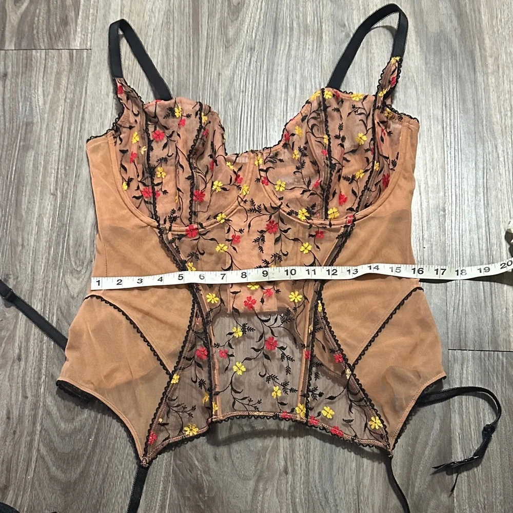 Adore Me Floral Shapewear Corset - Black and Tan
